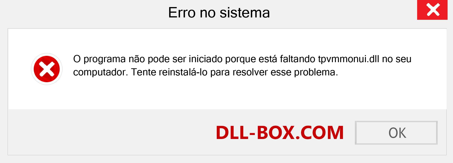 Arquivo tpvmmonui.dll ausente ?. Download para Windows 7, 8, 10 - Correção de erro ausente tpvmmonui dll no Windows, fotos, imagens